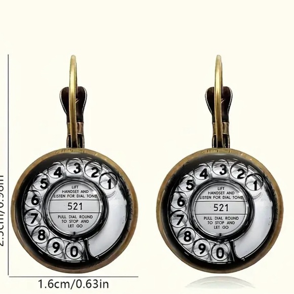 Retro Rotary Phone Earrings - Picture 2 of 3